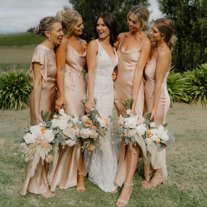 Peach colour outlet bridesmaid dresses