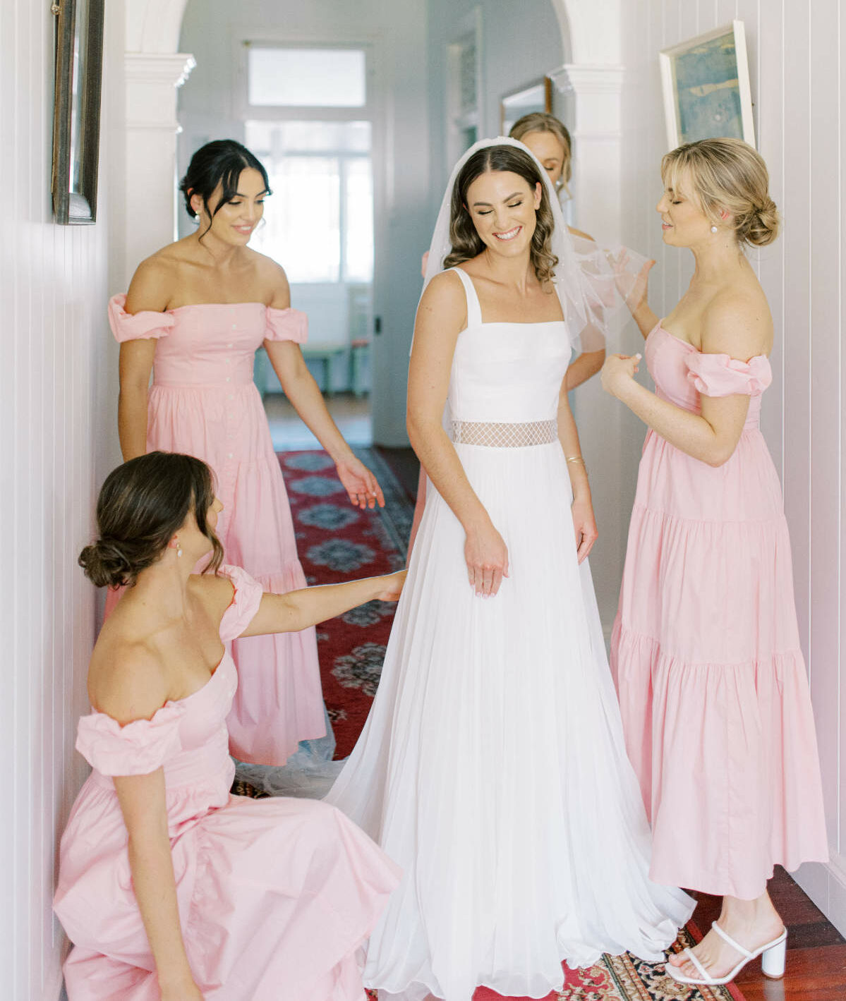 Blush pink boho bridesmaid dresses