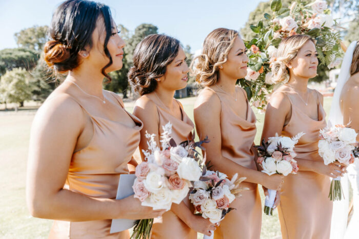 Bridesmaid dress inspiration based on your wedding colour - peachy pink