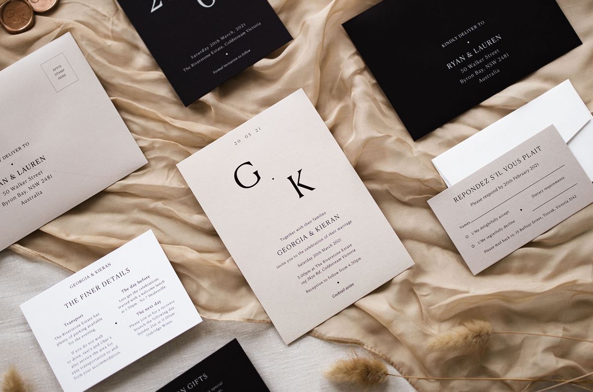 Modern minimalist wedding invitations
