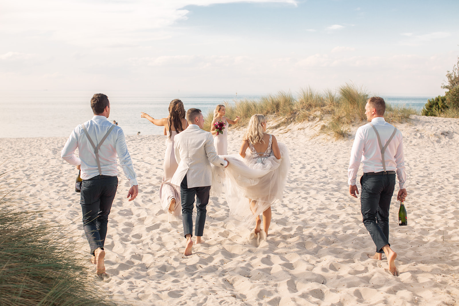 wedding party on a beach